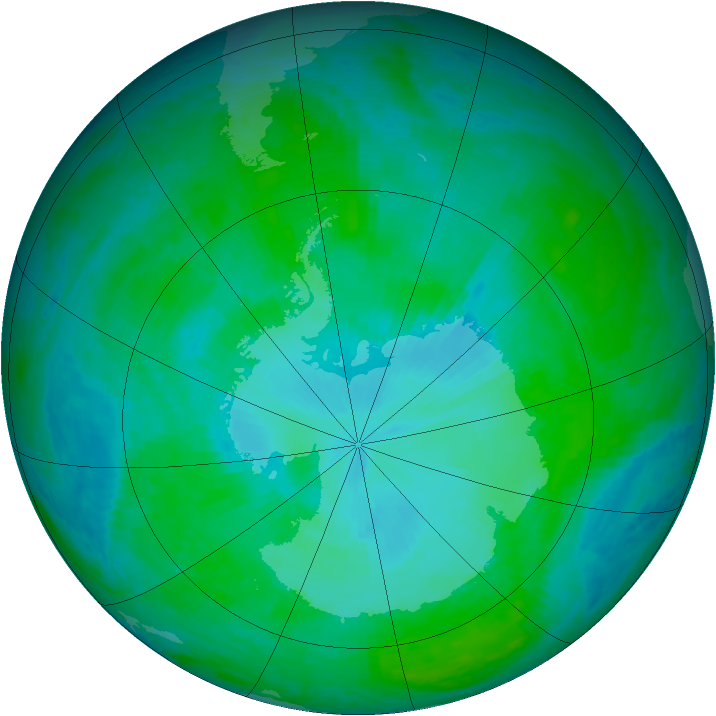 Antarctic ozone map for 08 January 2002
